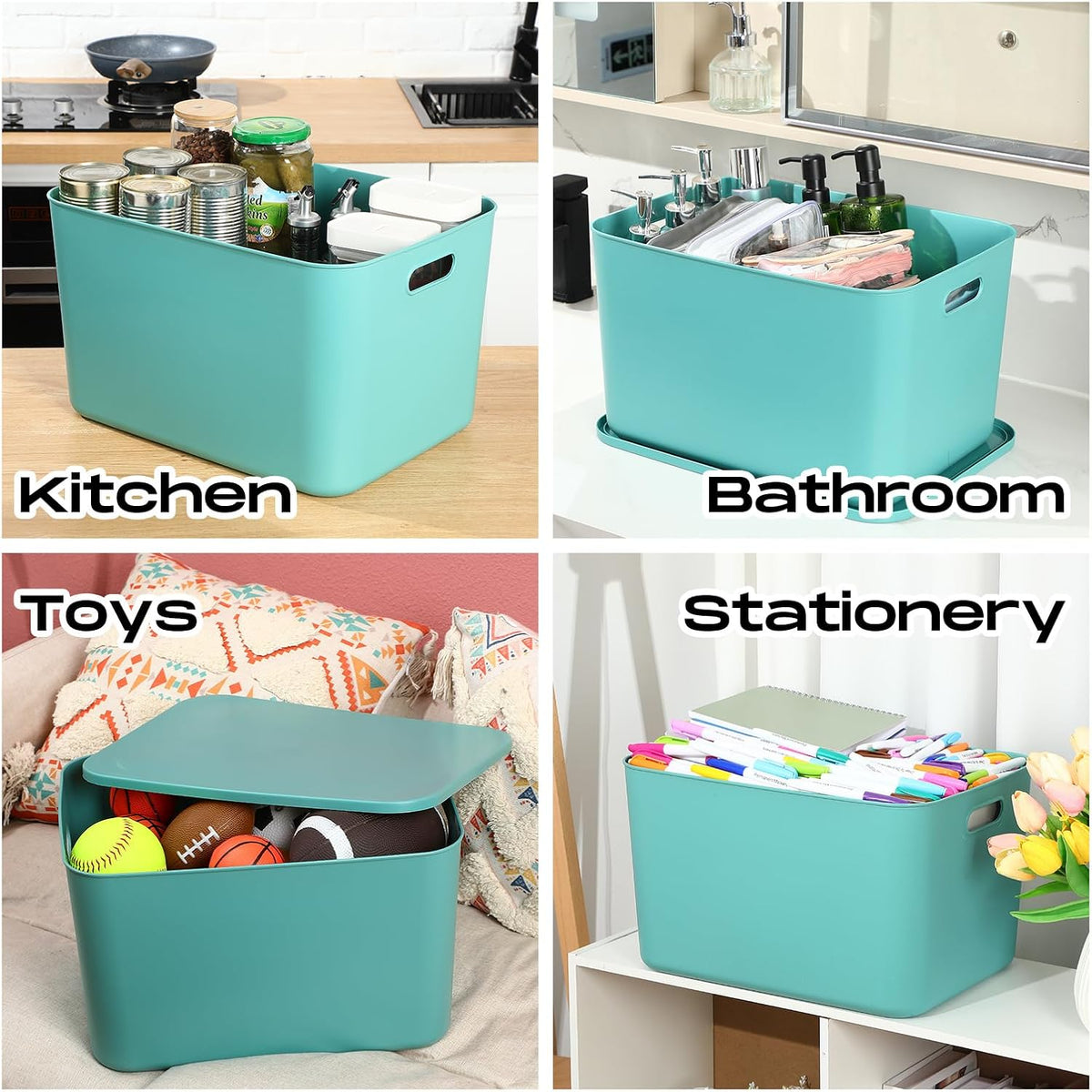 8 Pieces Storage Bins, 10.2 x 7 x 6.3 Inch, Blue