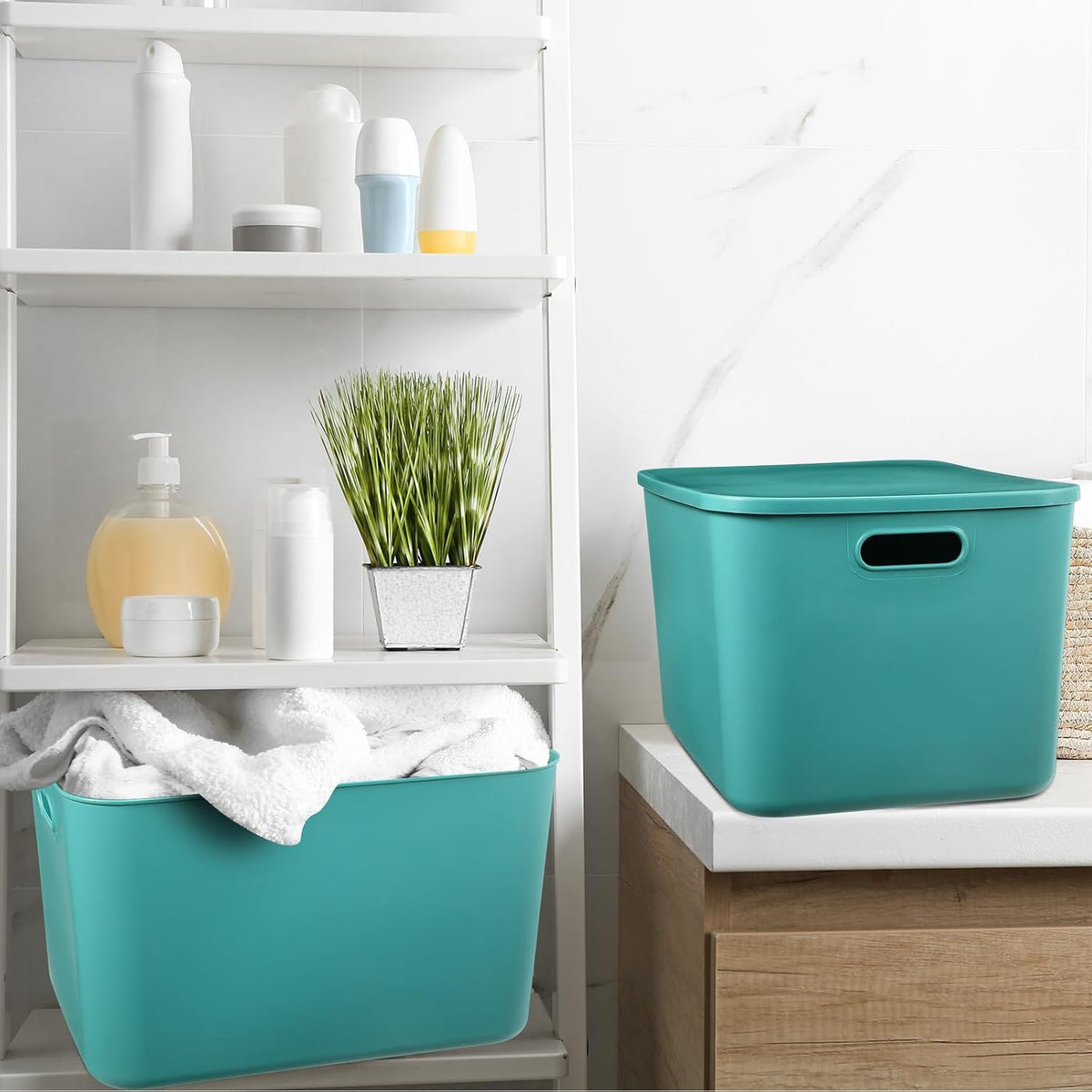 8 Pieces Storage Bins, 10.2 x 7 x 6.3 Inch, Blue