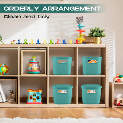 8 Pieces Storage Bins, 10.2 x 7 x 6.3 Inch, Blue