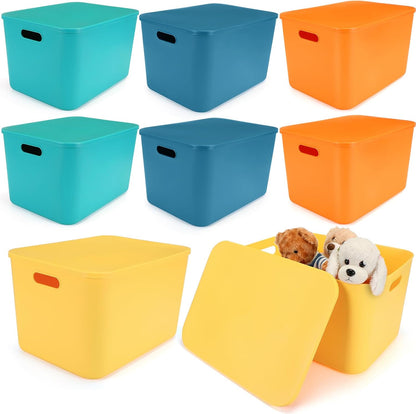 8 Pieces Storage Bins, 10.2 x 7 x 6.3 Inch, Blue