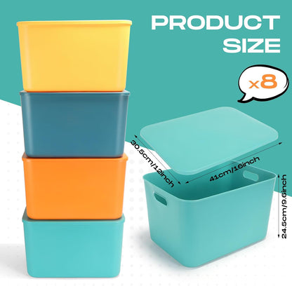 8 Pieces Storage Bins, 10.2 x 7 x 6.3 Inch, Blue