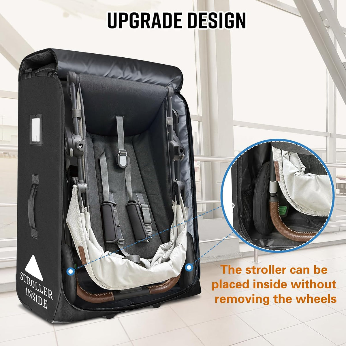 Padded Stroller Travel Bag for Airplane with Wheels
