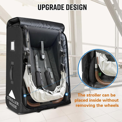 Padded Stroller Travel Bag for Airplane with Wheels