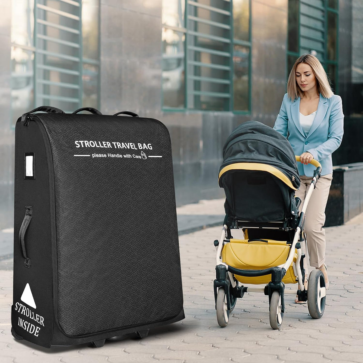 Padded Stroller Travel Bag for Airplane with Wheels