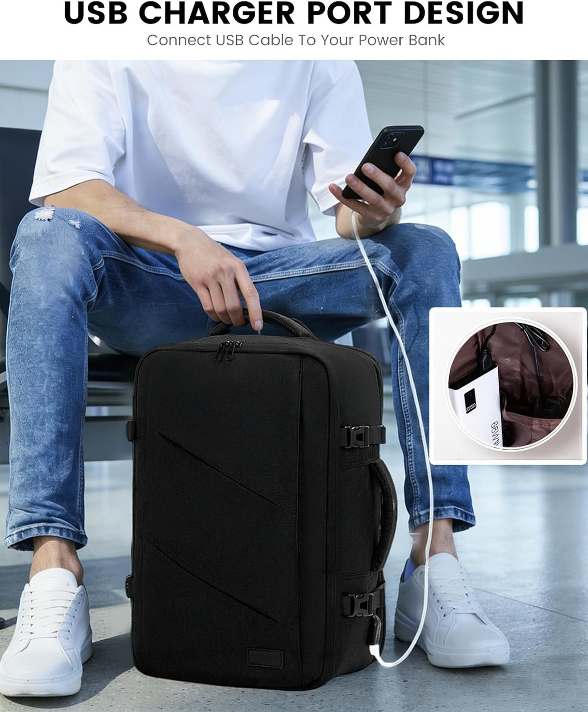 Travel Carry on Backpack, Large 40L Personal Item Travel Bag for Men & Women Flight Approved with 3 Packing Cubes, Suitcase Water Resistant Luggage Daypack Business Weekender Bag