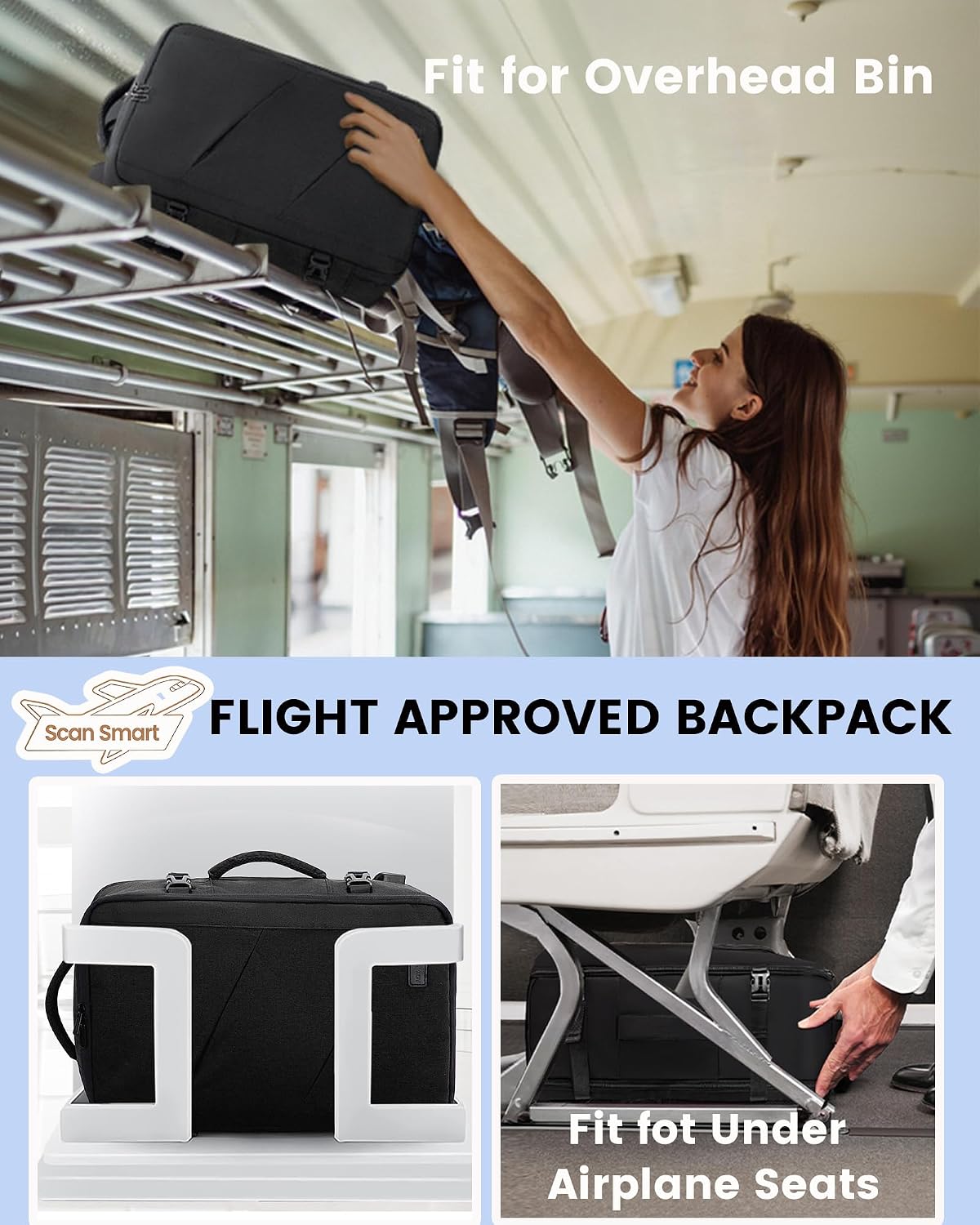 Travel Carry on Backpack, Large 40L Personal Item Travel Bag for Men & Women Flight Approved with 3 Packing Cubes, Suitcase Water Resistant Luggage Daypack Business Weekender Bag