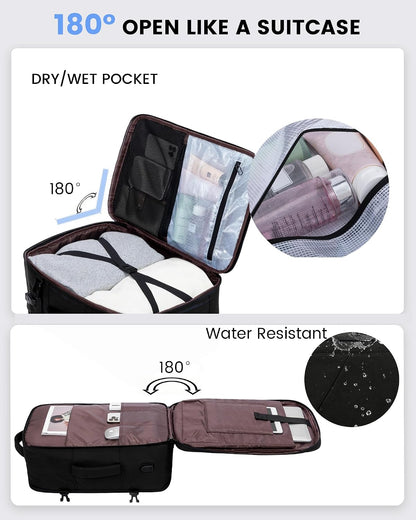 Travel Carry on Backpack, Large 40L Personal Item Travel Bag for Men & Women Flight Approved with 3 Packing Cubes, Suitcase Water Resistant Luggage Daypack Business Weekender Bag