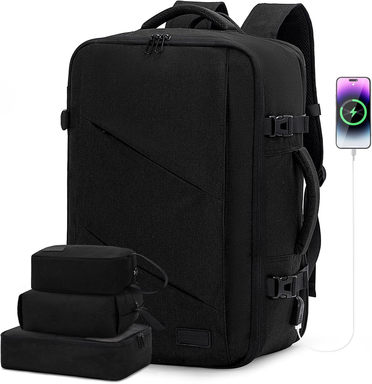 Travel Carry on Backpack, Large 40L Personal Item Travel Bag for Men & Women Flight Approved with 3 Packing Cubes, Suitcase Water Resistant Luggage Daypack Business Weekender Bag
