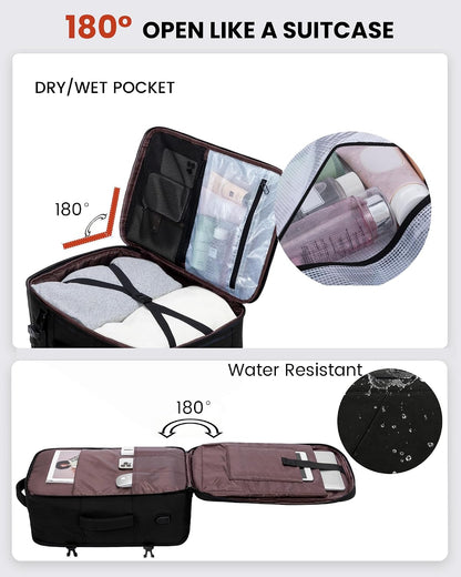 Travel Carry on Backpack, Large 40L Personal Item Travel Bag for Men & Women Flight Approved with 3 Packing Cubes, Suitcase Water Resistant Luggage Daypack Business Weekender Bag