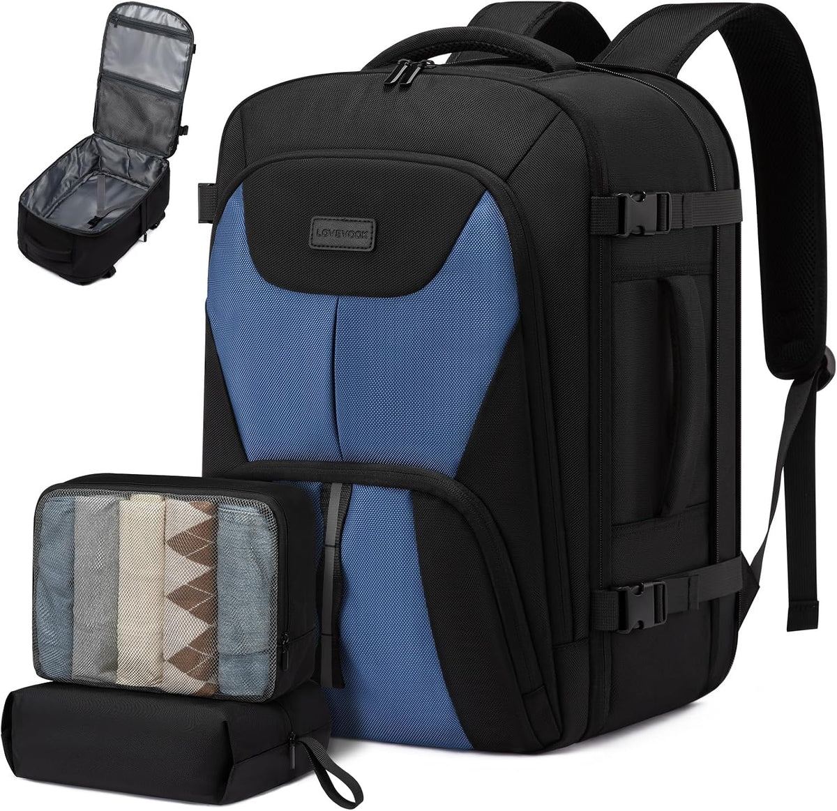 Travel Carry on Backpack, Large 40L Personal Item Travel Bag for Men & Women Flight Approved with 3 Packing Cubes, Suitcase Water Resistant Luggage Daypack Business Weekender Bag