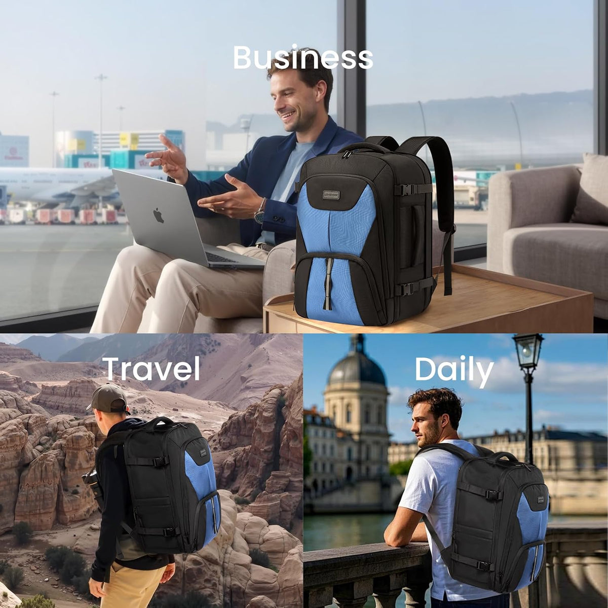 Travel Carry on Backpack, Large 40L Personal Item Travel Bag for Men & Women Flight Approved with 3 Packing Cubes, Suitcase Water Resistant Luggage Daypack Business Weekender Bag