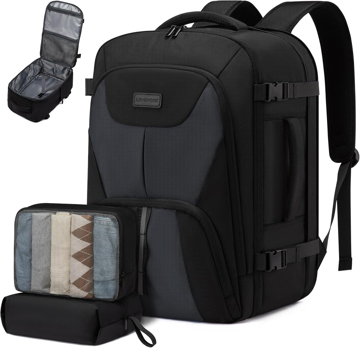 Travel Carry on Backpack, Large 40L Personal Item Travel Bag for Men & Women Flight Approved with 3 Packing Cubes, Suitcase Water Resistant Luggage Daypack Business Weekender Bag