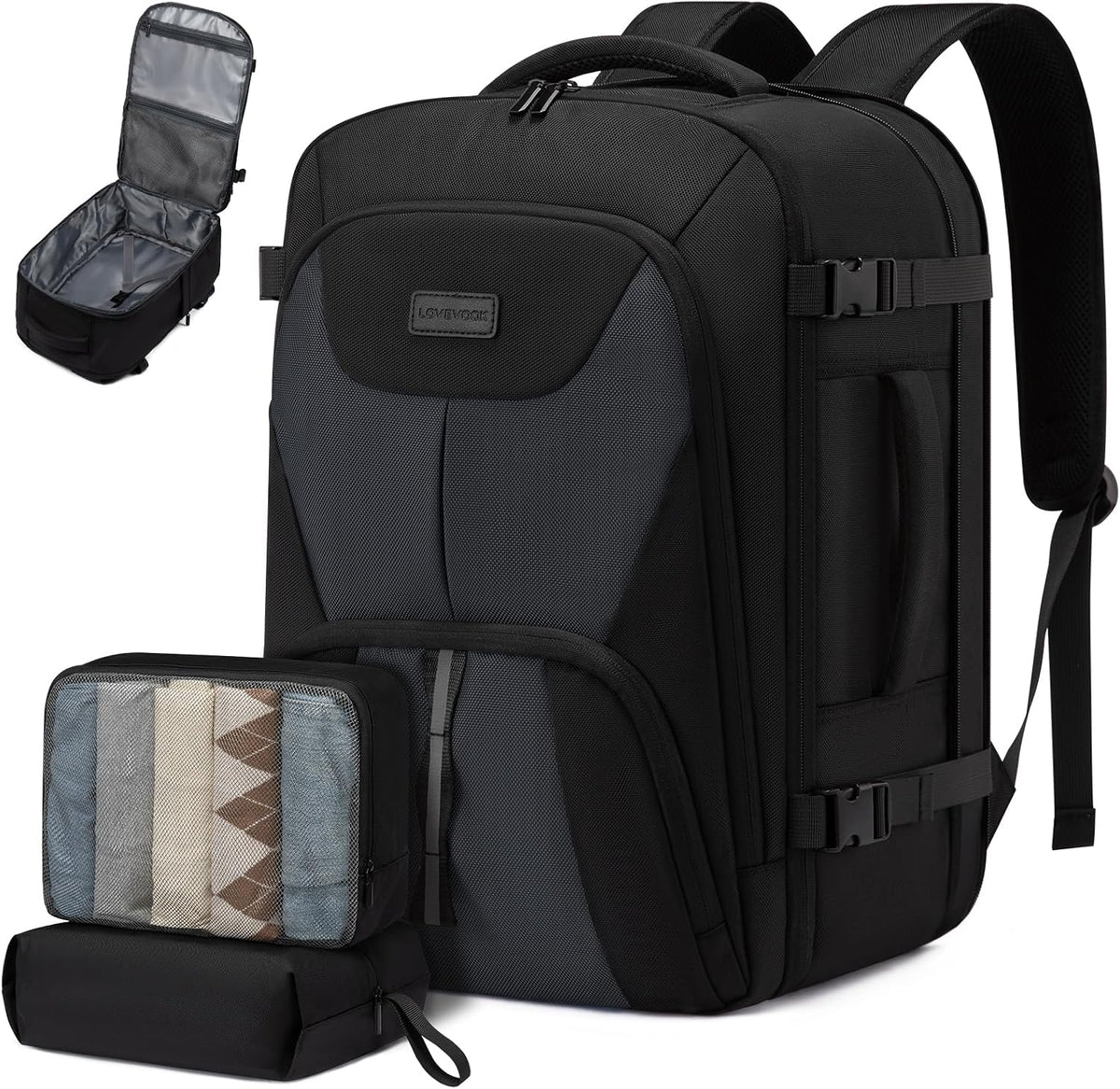 Travel Carry on Backpack, Large 40L Personal Item Travel Bag for Men & Women Flight Approved with 3 Packing Cubes, Suitcase Water Resistant Luggage Daypack Business Weekender Bag