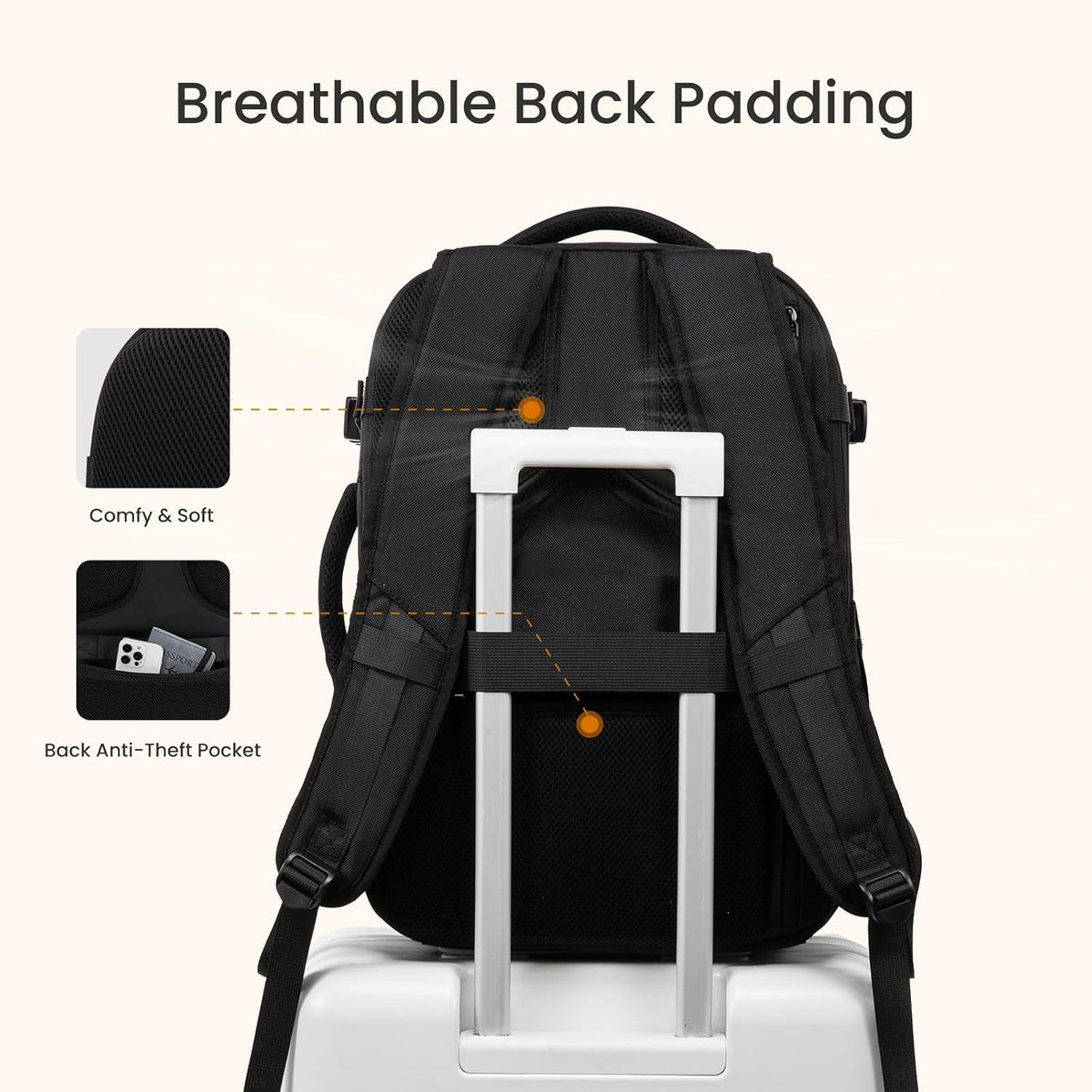 Travel Carry on Backpack, Large 40L Personal Item Travel Bag for Men & Women Flight Approved with 3 Packing Cubes, Suitcase Water Resistant Luggage Daypack Business Weekender Bag