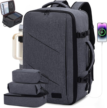 Travel Carry on Backpack, Large 40L Personal Item Travel Bag for Men & Women Flight Approved with 3 Packing Cubes, Suitcase Water Resistant Luggage Daypack Business Weekender Bag