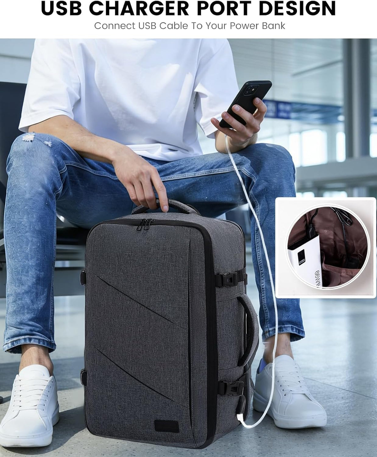 Travel Carry on Backpack, Large 40L Personal Item Travel Bag for Men & Women Flight Approved with 3 Packing Cubes, Suitcase Water Resistant Luggage Daypack Business Weekender Bag