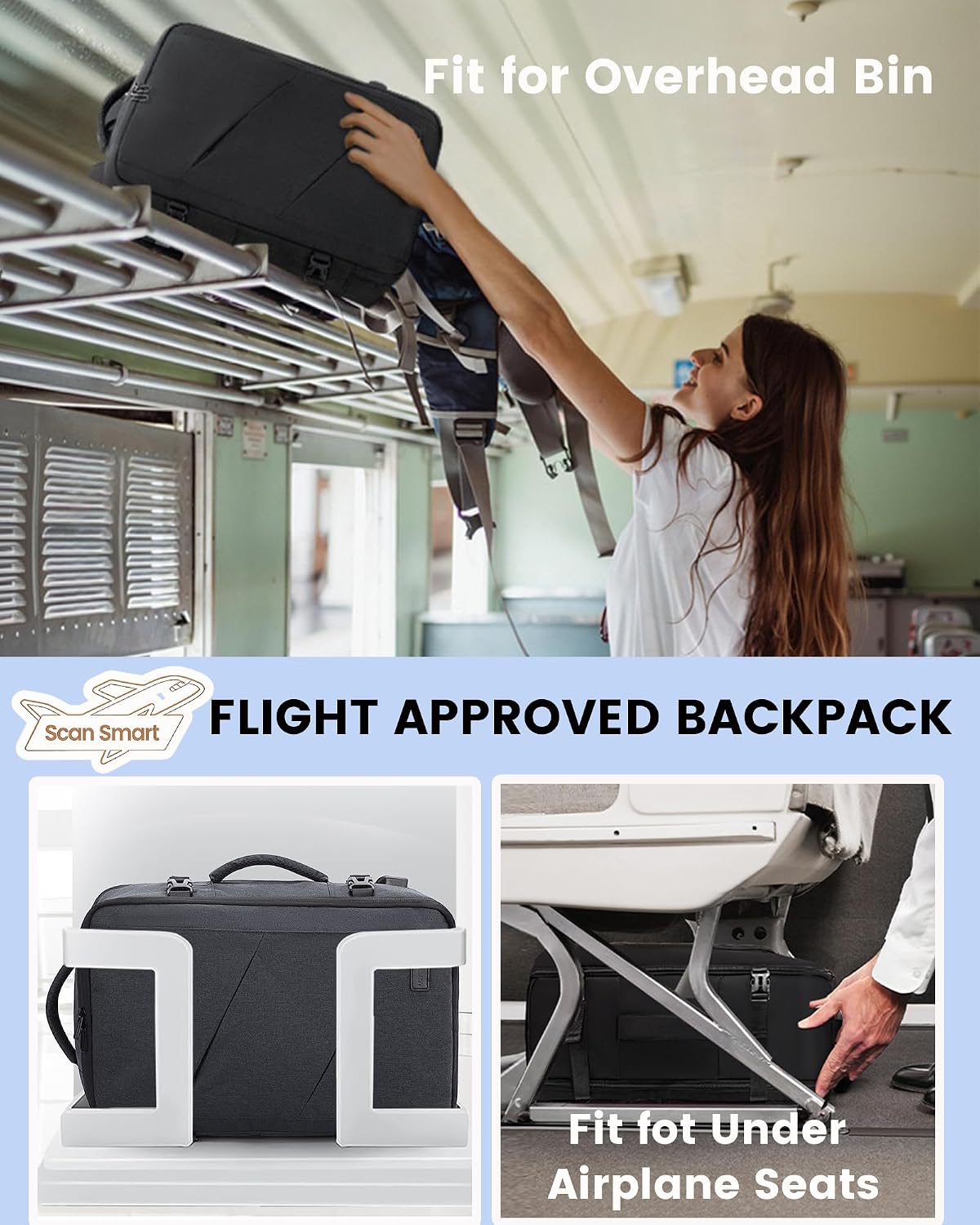 Travel Carry on Backpack, Large 40L Personal Item Travel Bag for Men & Women Flight Approved with 3 Packing Cubes, Suitcase Water Resistant Luggage Daypack Business Weekender Bag
