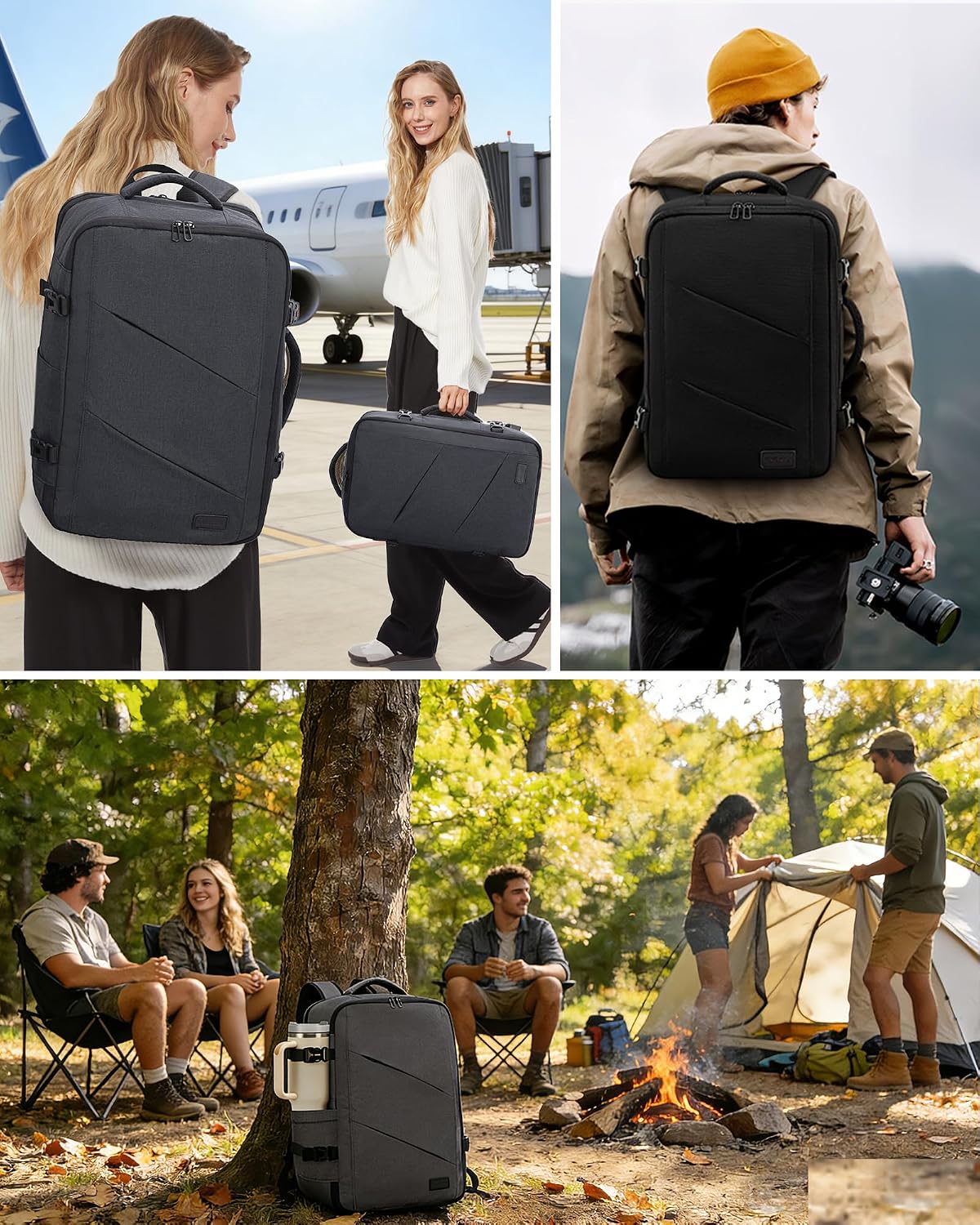 Travel Carry on Backpack, Large 40L Personal Item Travel Bag for Men & Women Flight Approved with 3 Packing Cubes, Suitcase Water Resistant Luggage Daypack Business Weekender Bag