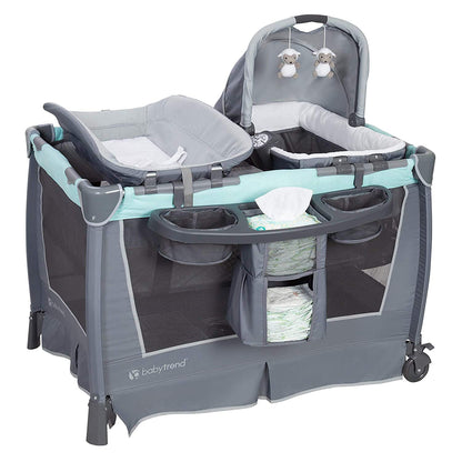 Retreat Nursery Center Playard, Bassinet & Storage, Mint Green