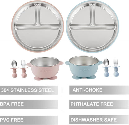 8PCS Baby Feeding Set ＆ 6 Pieces Baby Spoon Fork