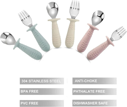8PCS Baby Feeding Set ＆ 6 Pieces Baby Spoon Fork