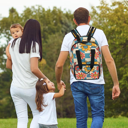 Cute Daisly Flowers Diaper Bag Backpack for Travel, Waterproof Diaper Bag with Insulated Bottle Pockets & USB Port, Large Capacity Baby Bag for Moms & Dads