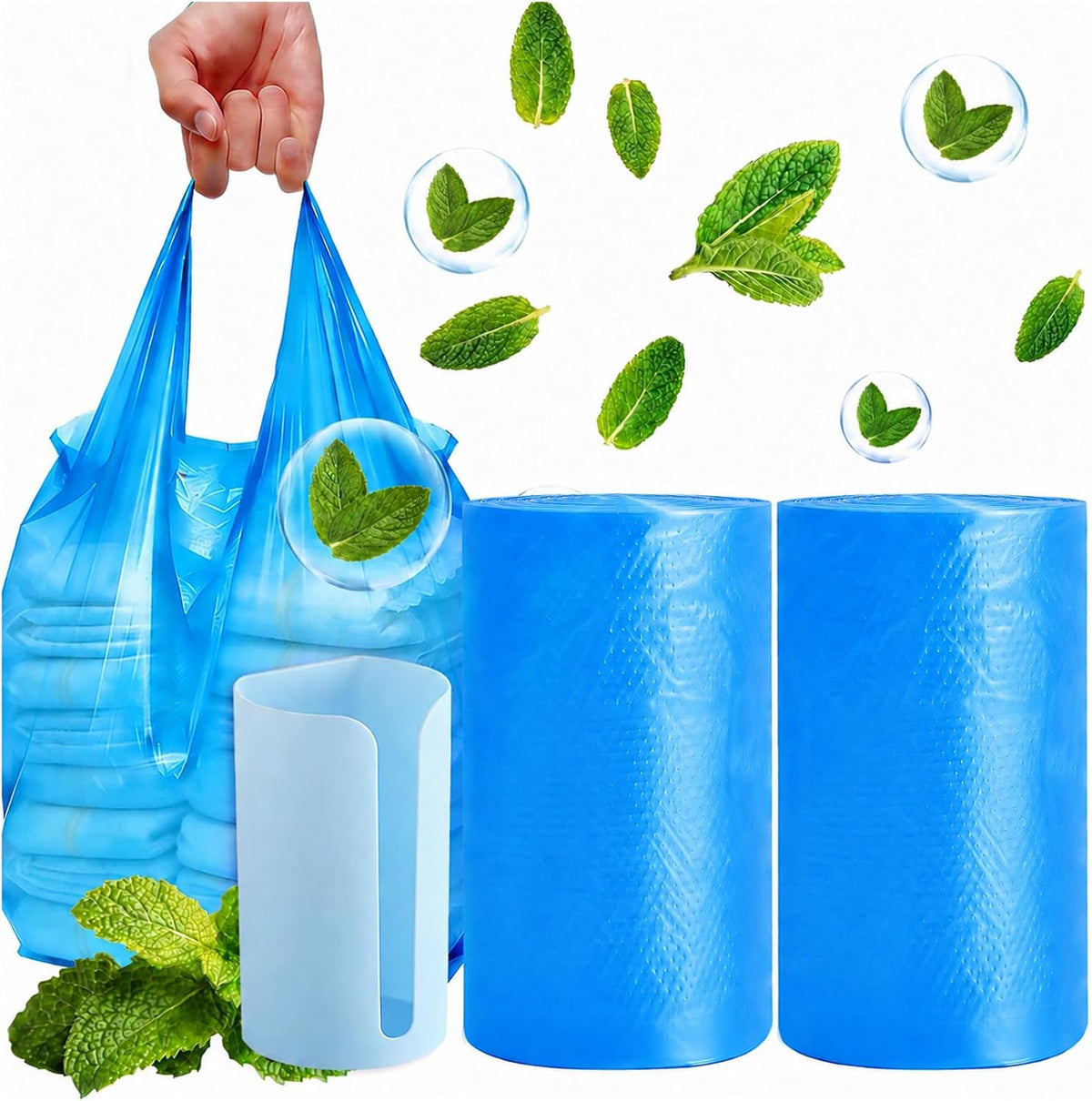 Large Adult Diaper Disposal Bags 23"x18" with Wall Mount Storage Box, 96 Pcs Disposable Diaper Sacks, Odor Lock to Reduce Embarrassment, Travel & Incontinence Disposal Bags for Home & Travel, Purple