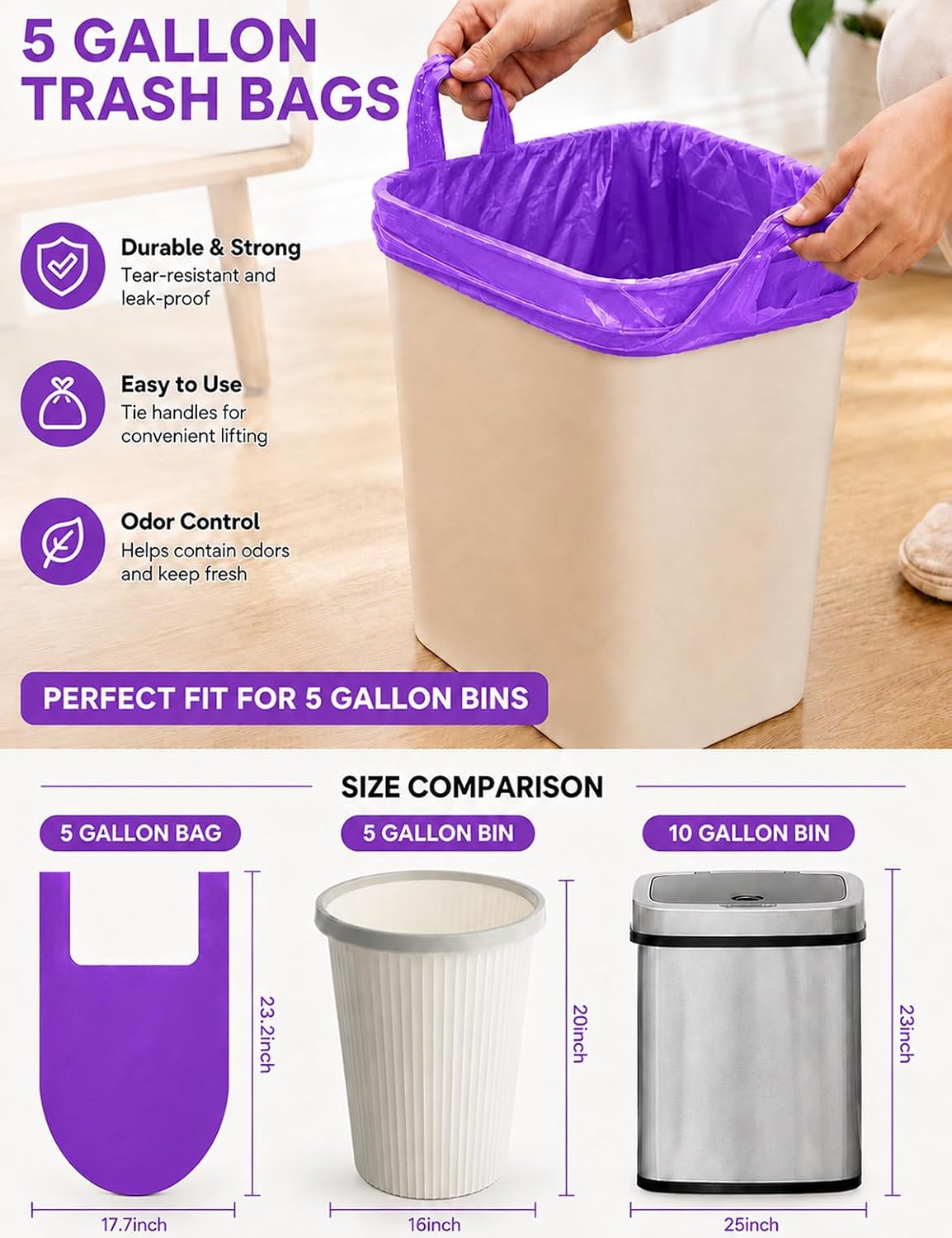 Large Adult Diaper Disposal Bags 23"x18" with Wall Mount Storage Box, 96 Pcs Disposable Diaper Sacks, Odor Lock to Reduce Embarrassment, Travel & Incontinence Disposal Bags for Home & Travel, Purple