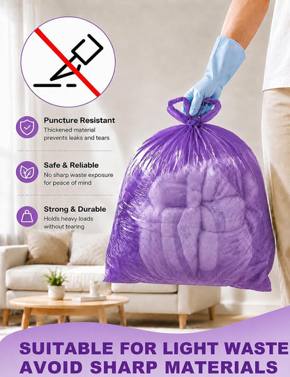 Large Adult Diaper Disposal Bags 23"x18" with Wall Mount Storage Box, 96 Pcs Disposable Diaper Sacks, Odor Lock to Reduce Embarrassment, Travel & Incontinence Disposal Bags for Home & Travel, Purple
