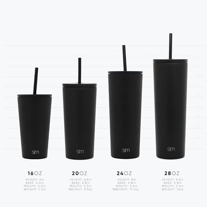 Insulated Tumbler with Lid and Straw | Iced Coffee Cup Reusable Stainless Steel Water Bottle Travel Mug | Gifts for Women Men Her Him | Classic Collection | 24oz | Riptide