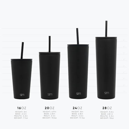 Insulated Tumbler with Lid and Straw | Iced Coffee Cup Reusable Stainless Steel Water Bottle Travel Mug | Gifts for Women Men Her Him | Classic Collection | 24oz | Riptide