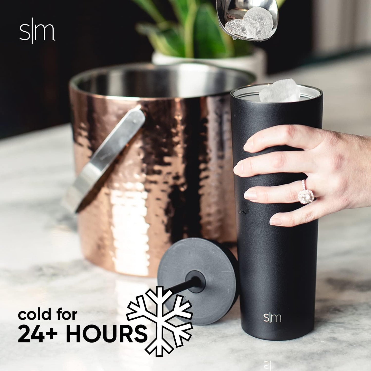 Insulated Tumbler with Lid and Straw | Iced Coffee Cup Reusable Stainless Steel Water Bottle Travel Mug | Gifts for Women Men Her Him | Classic Collection | 24oz | Riptide