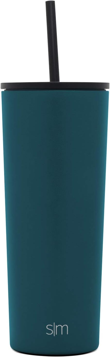 Insulated Tumbler with Lid and Straw | Iced Coffee Cup Reusable Stainless Steel Water Bottle Travel Mug | Gifts for Women Men Her Him | Classic Collection | 24oz | Riptide