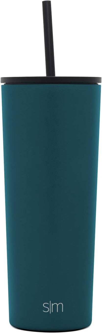 Insulated Tumbler with Lid and Straw | Iced Coffee Cup Reusable Stainless Steel Water Bottle Travel Mug | Gifts for Women Men Her Him | Classic Collection | 24oz | Riptide