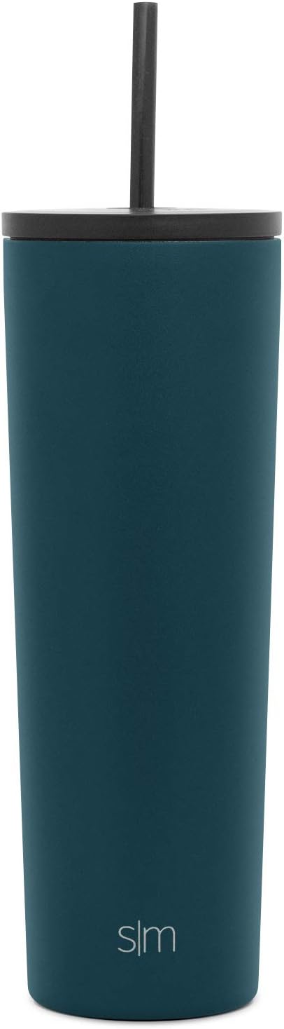 Insulated Tumbler with Lid and Straw | Iced Coffee Cup Reusable Stainless Steel Water Bottle Travel Mug | Gifts for Women Men Her Him | Classic Collection | 24oz | Riptide