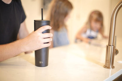 Insulated Tumbler with Lid and Straw | Iced Coffee Cup Reusable Stainless Steel Water Bottle Travel Mug | Gifts for Women Men Her Him | Classic Collection | 24oz | Riptide