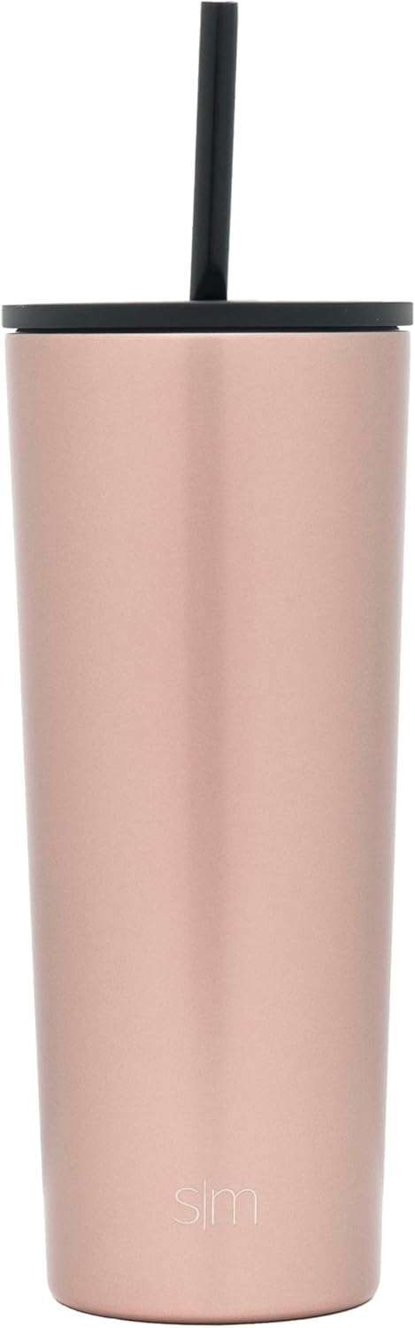 Insulated Tumbler with Lid and Straw | Iced Coffee Cup Reusable Stainless Steel Water Bottle Travel Mug | Gifts for Women Men Her Him | Classic Collection | 24oz | Riptide