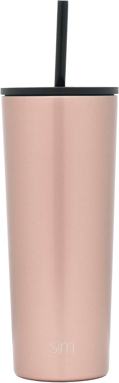Insulated Tumbler with Lid and Straw | Iced Coffee Cup Reusable Stainless Steel Water Bottle Travel Mug | Gifts for Women Men Her Him | Classic Collection | 24oz | Riptide