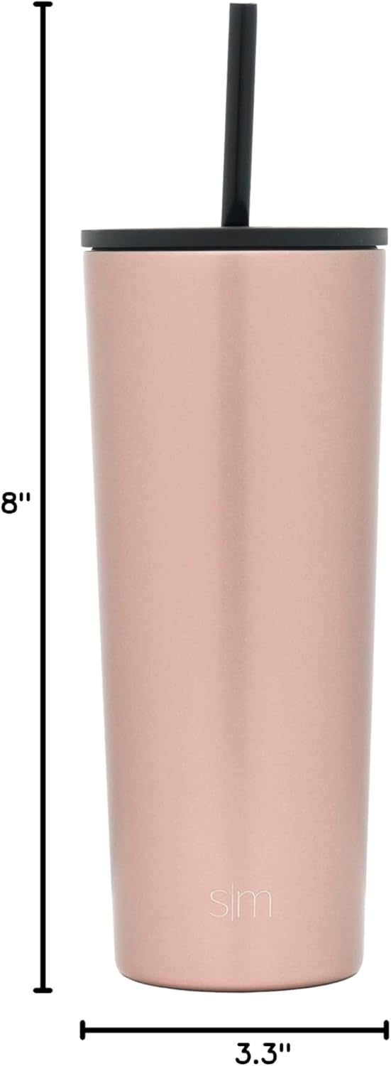 Insulated Tumbler with Lid and Straw | Iced Coffee Cup Reusable Stainless Steel Water Bottle Travel Mug | Gifts for Women Men Her Him | Classic Collection | 24oz | Riptide