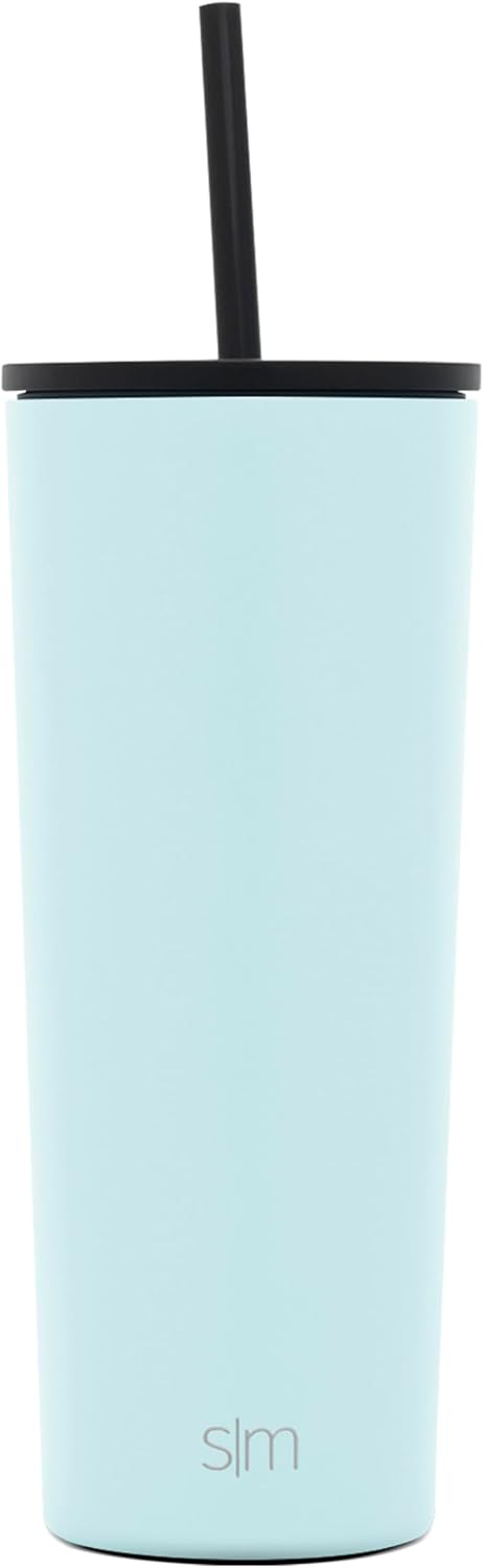 Insulated Tumbler with Lid and Straw | Iced Coffee Cup Reusable Stainless Steel Water Bottle Travel Mug | Gifts for Women Men Her Him | Classic Collection | 24oz | Riptide