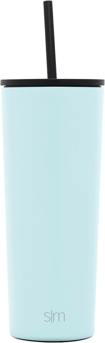 Insulated Tumbler with Lid and Straw | Iced Coffee Cup Reusable Stainless Steel Water Bottle Travel Mug | Gifts for Women Men Her Him | Classic Collection | 24oz | Riptide