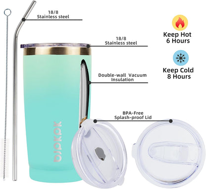 30 oz Tumbler with Lid and Straw, Insulated Stainless Steel Cup | Double Wall Vacuum, BPA Free, Leak Proof, Keeps Hot/Cold, Travel & Beach Ready, Car Holder Fit, Brick Red - Colors B