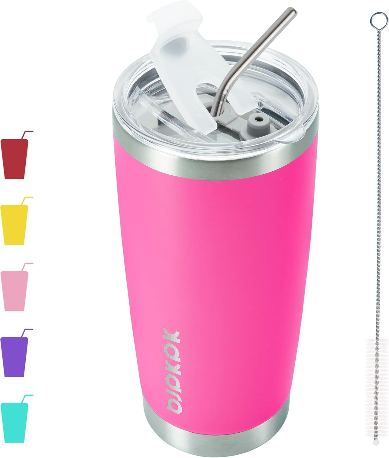 30 oz Tumbler with Lid and Straw, Insulated Stainless Steel Cup | Double Wall Vacuum, BPA Free, Leak Proof, Keeps Hot/Cold, Travel & Beach Ready, Car Holder Fit, Brick Red - Colors B