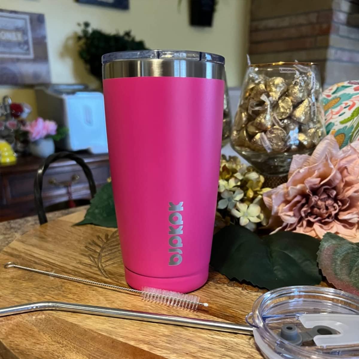 30 oz Tumbler with Lid and Straw, Insulated Stainless Steel Cup | Double Wall Vacuum, BPA Free, Leak Proof, Keeps Hot/Cold, Travel & Beach Ready, Car Holder Fit, Brick Red - Colors B