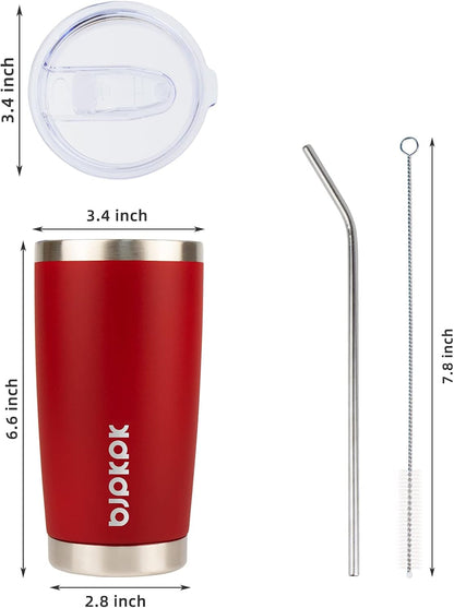 30 oz Tumbler with Lid and Straw, Insulated Stainless Steel Cup | Double Wall Vacuum, BPA Free, Leak Proof, Keeps Hot/Cold, Travel & Beach Ready, Car Holder Fit, Brick Red - Colors B