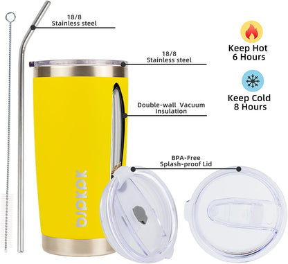 30 oz Tumbler with Lid and Straw, Insulated Stainless Steel Cup | Double Wall Vacuum, BPA Free, Leak Proof, Keeps Hot/Cold, Travel & Beach Ready, Car Holder Fit, Brick Red - Colors B