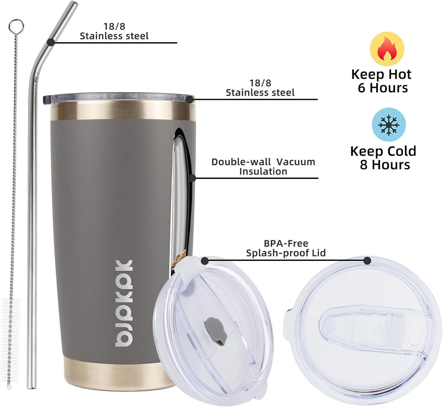 30 oz Tumbler with Lid and Straw, Insulated Stainless Steel Cup | Double Wall Vacuum, BPA Free, Leak Proof, Keeps Hot/Cold, Travel & Beach Ready, Car Holder Fit, Brick Red - Colors B