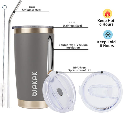 30 oz Tumbler with Lid and Straw, Insulated Stainless Steel Cup | Double Wall Vacuum, BPA Free, Leak Proof, Keeps Hot/Cold, Travel & Beach Ready, Car Holder Fit, Brick Red - Colors B