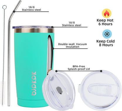 30 oz Tumbler with Lid and Straw, Insulated Stainless Steel Cup | Double Wall Vacuum, BPA Free, Leak Proof, Keeps Hot/Cold, Travel & Beach Ready, Car Holder Fit, Brick Red - Colors B