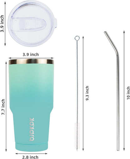 30 oz Tumbler with Lid and Straw, Insulated Stainless Steel Cup | Double Wall Vacuum, BPA Free, Leak Proof, Keeps Hot/Cold, Travel & Beach Ready, Car Holder Fit, Brick Red - Colors B